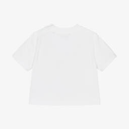 Burberry-Girls White Floral Cotton Tee | Childrensalon Outlet