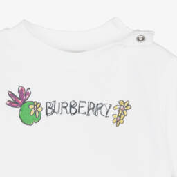 Burberry-Girls White Floral Cotton Tee | Childrensalon Outlet
