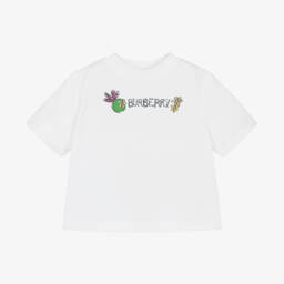 Burberry-Girls White Floral Cotton Tee | Childrensalon Outlet