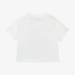 Burberry-Girls White Rose Print Tee | Childrensalon Outlet