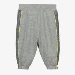 Burberry-Серые спортивные брюки из хлопка с логотипом | Childrensalon Outlet