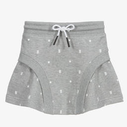 Burberry-تنورة قطن جيرسي لون رمادي | Childrensalon Outlet