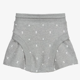 Burberry-تنورة قطن جيرسي لون رمادي | Childrensalon Outlet