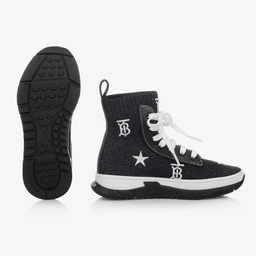 Burberry-Navy Blue Logo Sock Trainers | Childrensalon Outlet