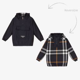Burberry-Navy Blue Reversible Coat | Childrensalon Outlet
