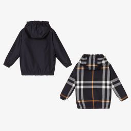 Burberry-Navy Blue Reversible Coat | Childrensalon Outlet