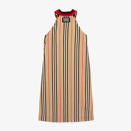 Burberry-Бежевое платье в полоску Icon для подростков | Childrensalon Outlet