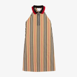 Burberry-Бежевое платье в полоску Icon для подростков | Childrensalon Outlet