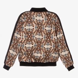 Burberry-جاكيت بومبر تينز فيسكوز وساتان لون بيج وأسود | Childrensalon Outlet