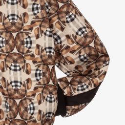 Burberry-جاكيت بومبر تينز فيسكوز وساتان لون بيج وأسود | Childrensalon Outlet