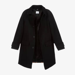 Burberry-معطف مزيج صوف وكشمير كاروهات لون أسود وبيج للمراهقين | Childrensalon Outlet