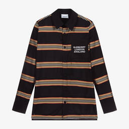 Burberry-Teen Black Icon Stripe Shirt | Childrensalon Outlet