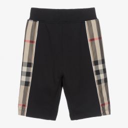 Burberry-Teen Boys Black Cotton Shorts | Childrensalon Outlet