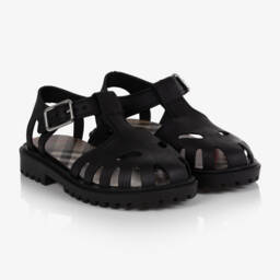 Burberry-Teen Boys Black Vintage Sole Sandals | Childrensalon Outlet