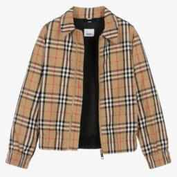 Burberry-Teen Boys Cotton Checkered Jacket | Childrensalon Outlet