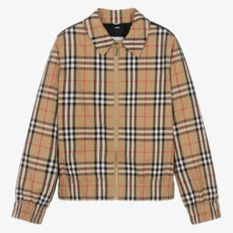 Burberry-Teen Boys Cotton Checkered Jacket | Childrensalon Outlet