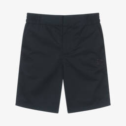 Burberry-Teen Boys Cotton Twill Blue Shorts | Childrensalon Outlet