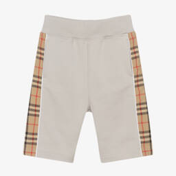 Burberry-Teen Boys Grey Checked Jersey Shorts | Childrensalon Outlet
