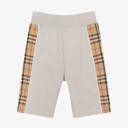 Burberry-Teen Boys Grey Checked Jersey Shorts | Childrensalon Outlet