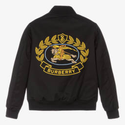 Burberry-Черная куртка-бомбер для мальчиков-подростков | Childrensalon Outlet