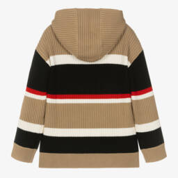 Burberry-Teen Boys Ribbed Wool Hooded Pullover | Childrensalon Outlet