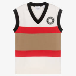 Burberry-Teen Boys V-Neck Striped Wool Vest | Childrensalon Outlet