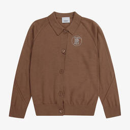 Burberry-Teen Brown Logo Cardigan | Childrensalon Outlet