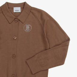 Burberry-Teen Brown Logo Cardigan | Childrensalon Outlet