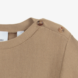 Burberry-فستان تينز صوف وكشمير محبوك لون بيج | Childrensalon Outlet