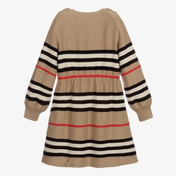 Burberry-فستان تينز صوف وكشمير محبوك لون بيج | Childrensalon Outlet