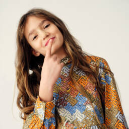 Burberry-فستان بيج بشعار للبنات المراهقات | Childrensalon Outlet