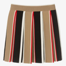Burberry-Подростковая бежевая шерстяная юбка в полоску для девочек | Childrensalon Outlet