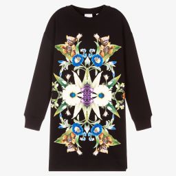 Burberry-Черное хлопковое платье для девочек-подростков | Childrensalon Outlet