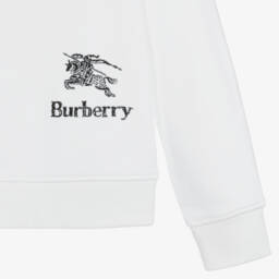 Burberry-بلوزة قطنية بيضاء كلاسيكية للبنات المراهقات | Childrensalon Outlet