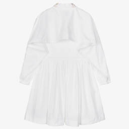 Burberry-Подростковое элегантное белое платье из поплина для девочек | Childrensalon Outlet