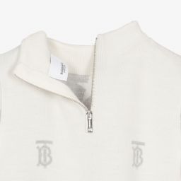 Burberry-فستان تينز صوف محبوك لون عاجي | Childrensalon Outlet