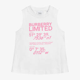 Burberry-Teen Girls White Logo Vest Top | Childrensalon Outlet