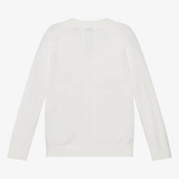 Burberry-كارديغان صوفي محبوك بلون العاج للفتيات المراهقات | Childrensalon Outlet