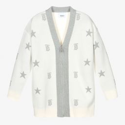 Burberry-Teen Ivory Monogram Cardigan | Childrensalon Outlet