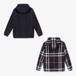 Burberry-Teen Navy Blue Reversible Coat | Childrensalon Outlet