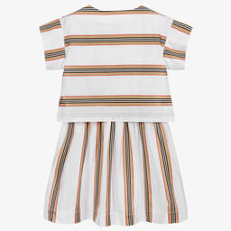 Burberry-Teen White Icon Stripe Dress | Childrensalon Outlet