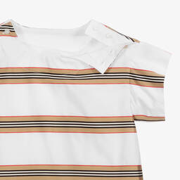Burberry-Teen White Icon Stripe Dress | Childrensalon Outlet