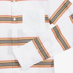 Burberry-Белая рубашка в знаковую полоску | Childrensalon Outlet