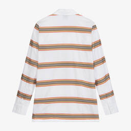 Burberry-Белая рубашка в знаковую полоску | Childrensalon Outlet