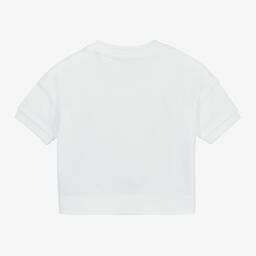 Burberry-تيشيرت بوكسي قطن لون أبيض وأحمر للمولودات | Childrensalon Outlet