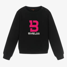 Byblos-Girls Black Knitted Logo Sweater | Childrensalon Outlet