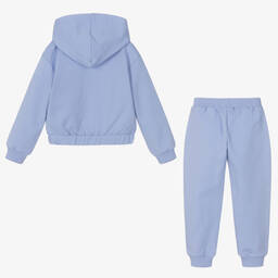 Burberry-Girls Blue Cotton Tracksuit | Childrensalon Outlet