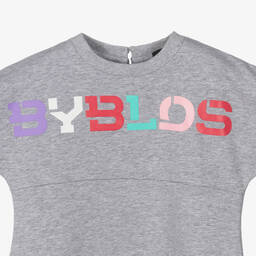 Byblos-Girls Grey Cotton Logo Dress | Childrensalon Outlet