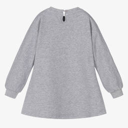 Byblos-Girls Grey Cotton Logo Dress | Childrensalon Outlet