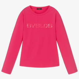 Burberry-Girls Pink Cotton Logo Top | Childrensalon Outlet